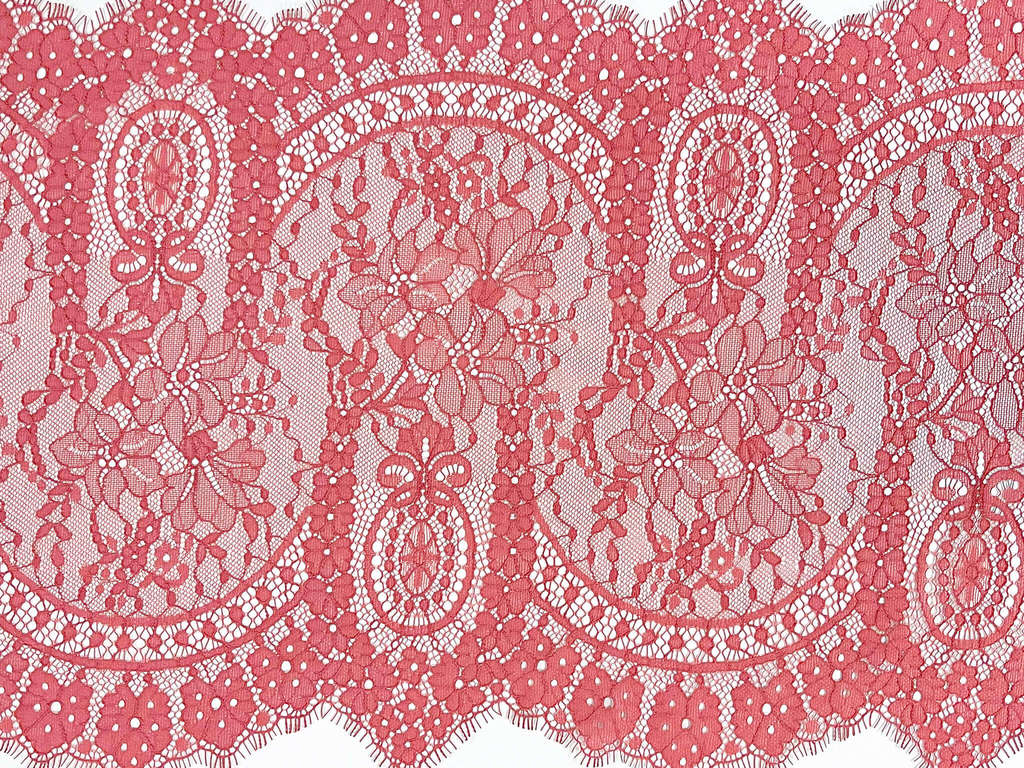 Кружево Шантильи, не стрейчевое, терракотовый, шир. 30,5 см, арт. 1346К